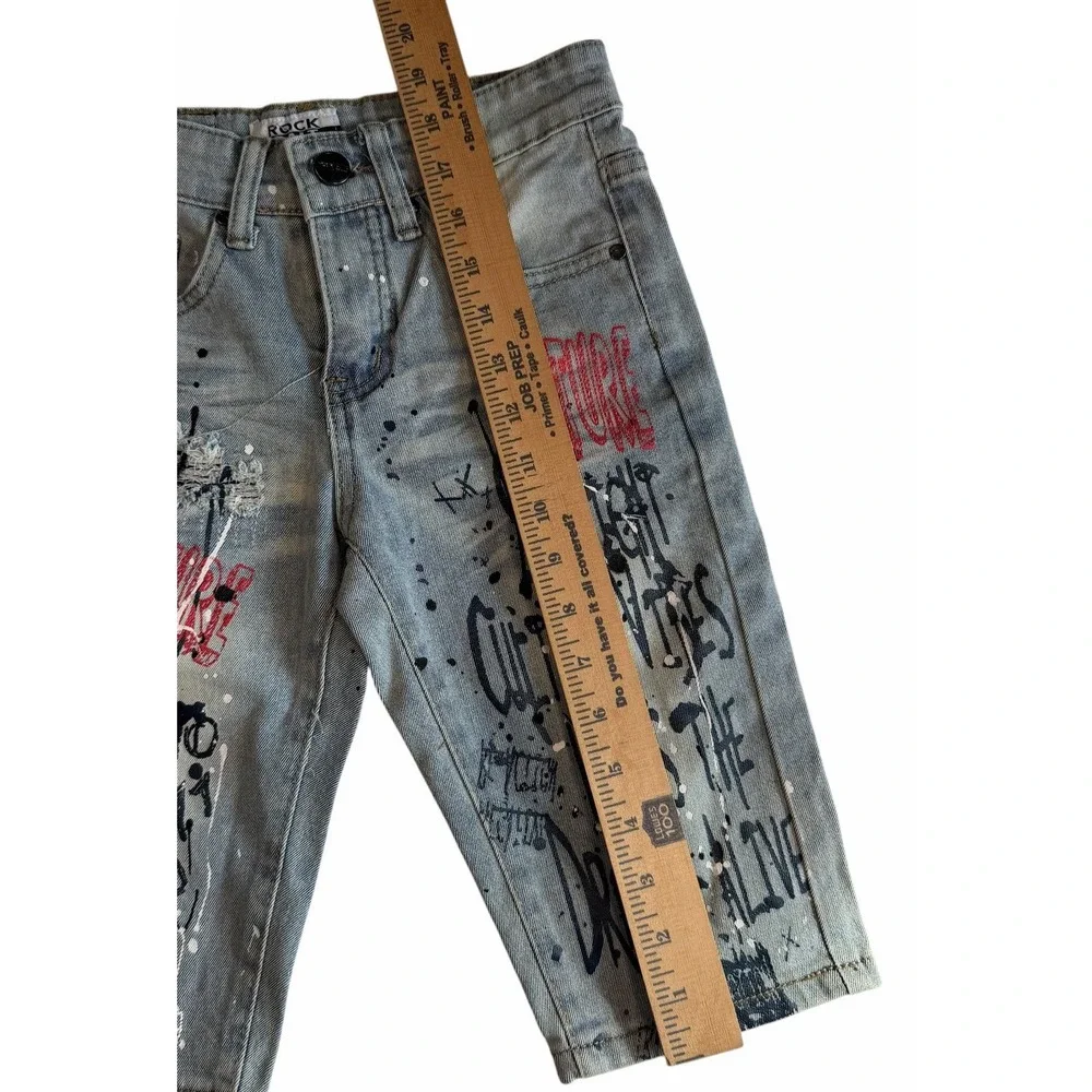 Rock Salt Young Boys Kids Distressed Denim Paint Culture Vibes Shorts Size 8